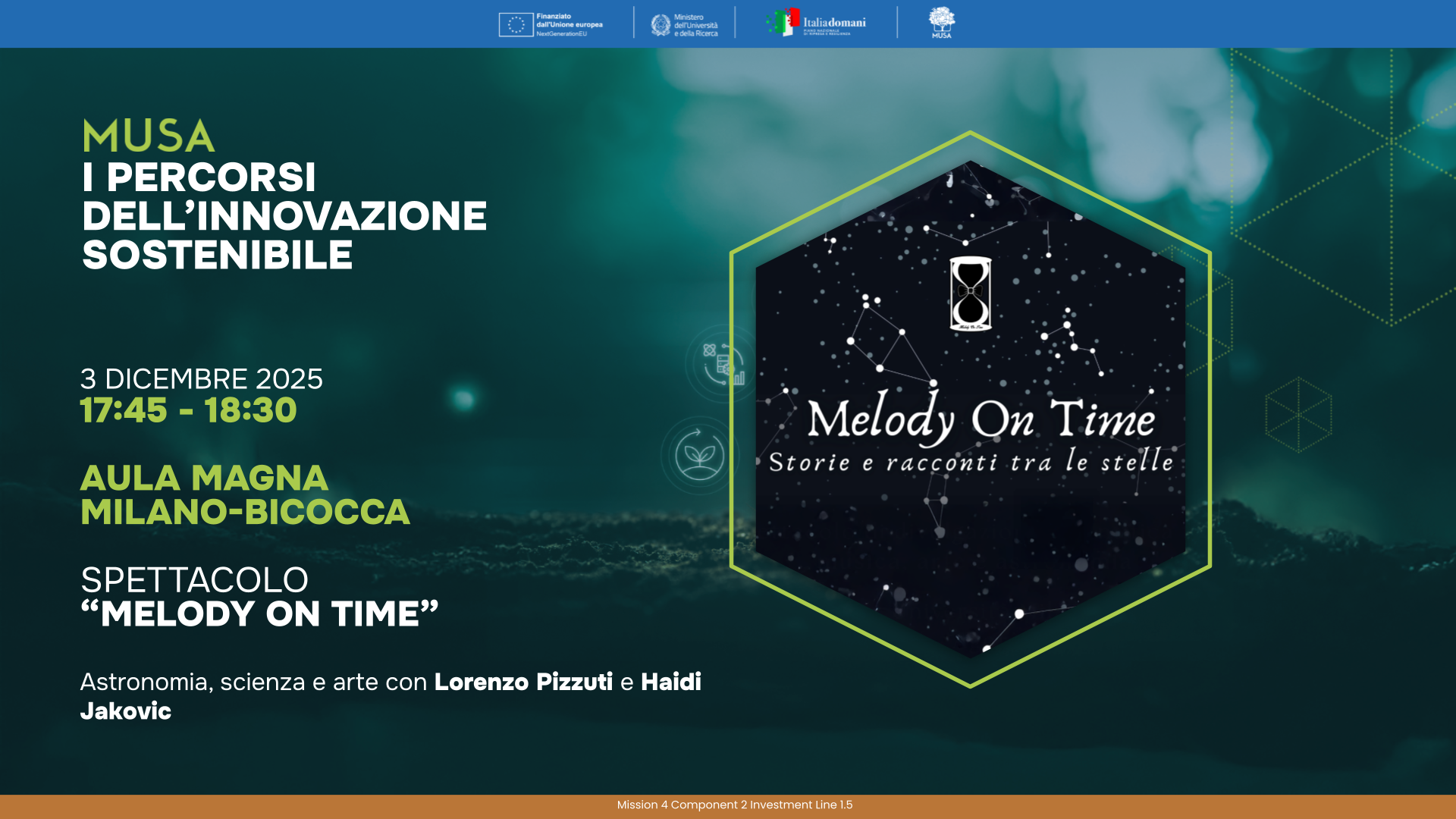 “Melody on Time”: il 3 dicembre musica e astronomia si incontrano sul palco
